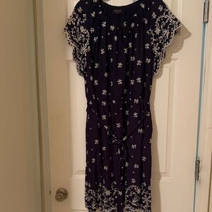 Lane Bryant Navy Dress with White Floral Embroidery